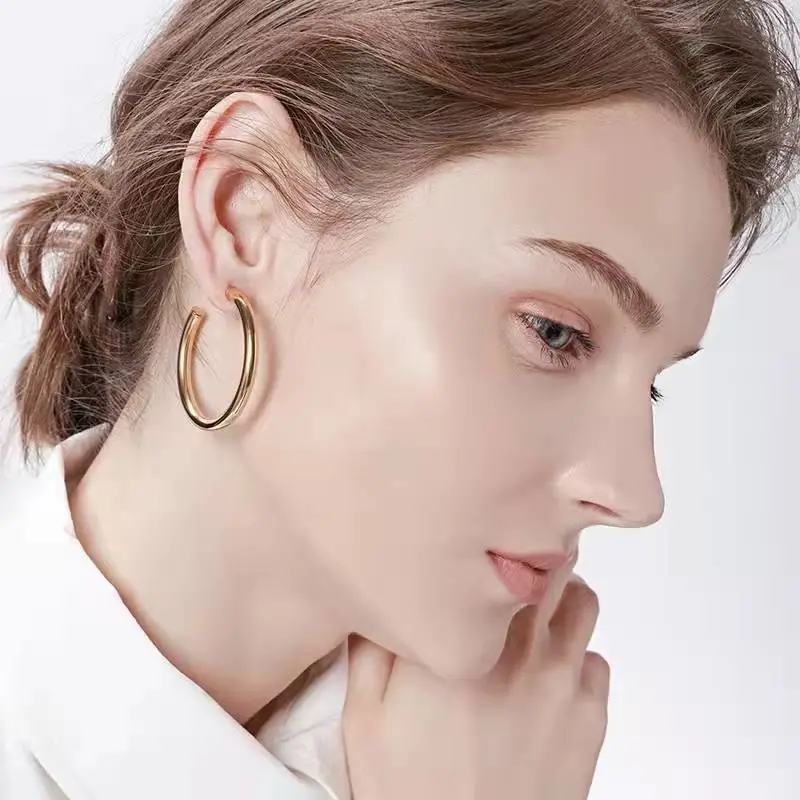 Metal Sensitive Surface C Ring Earrings Titanium Steel