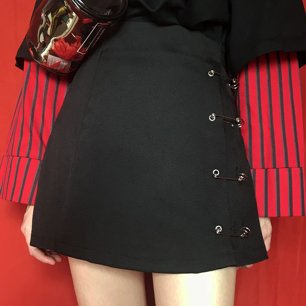 Flectit Punk Rock Style Safety Pin A-Line Mini Skirt With