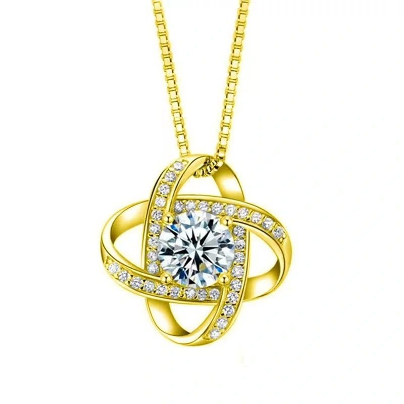 S925 Sterling Silver Clover Necklace Women's European And American Full Diamond Four-leaf Clover Pendant Necklace