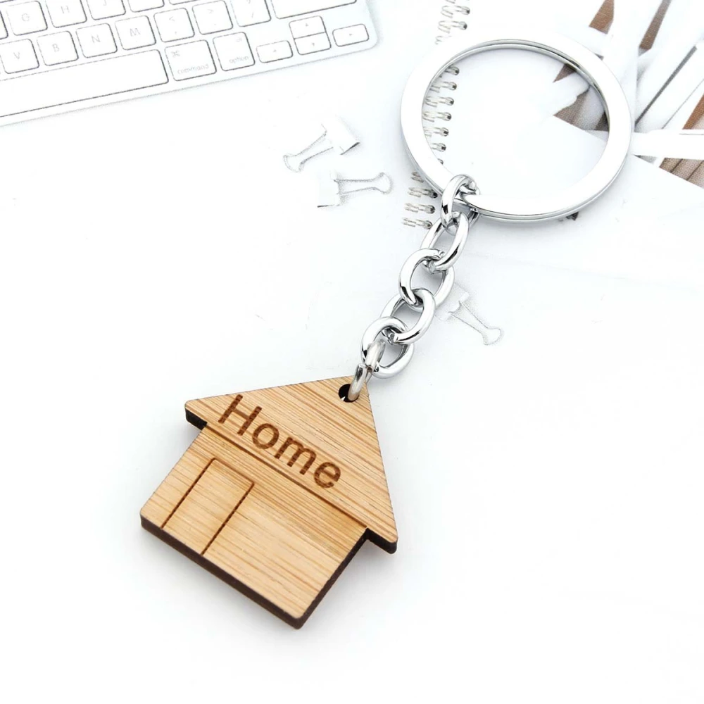 Home House Wooden Key Chain