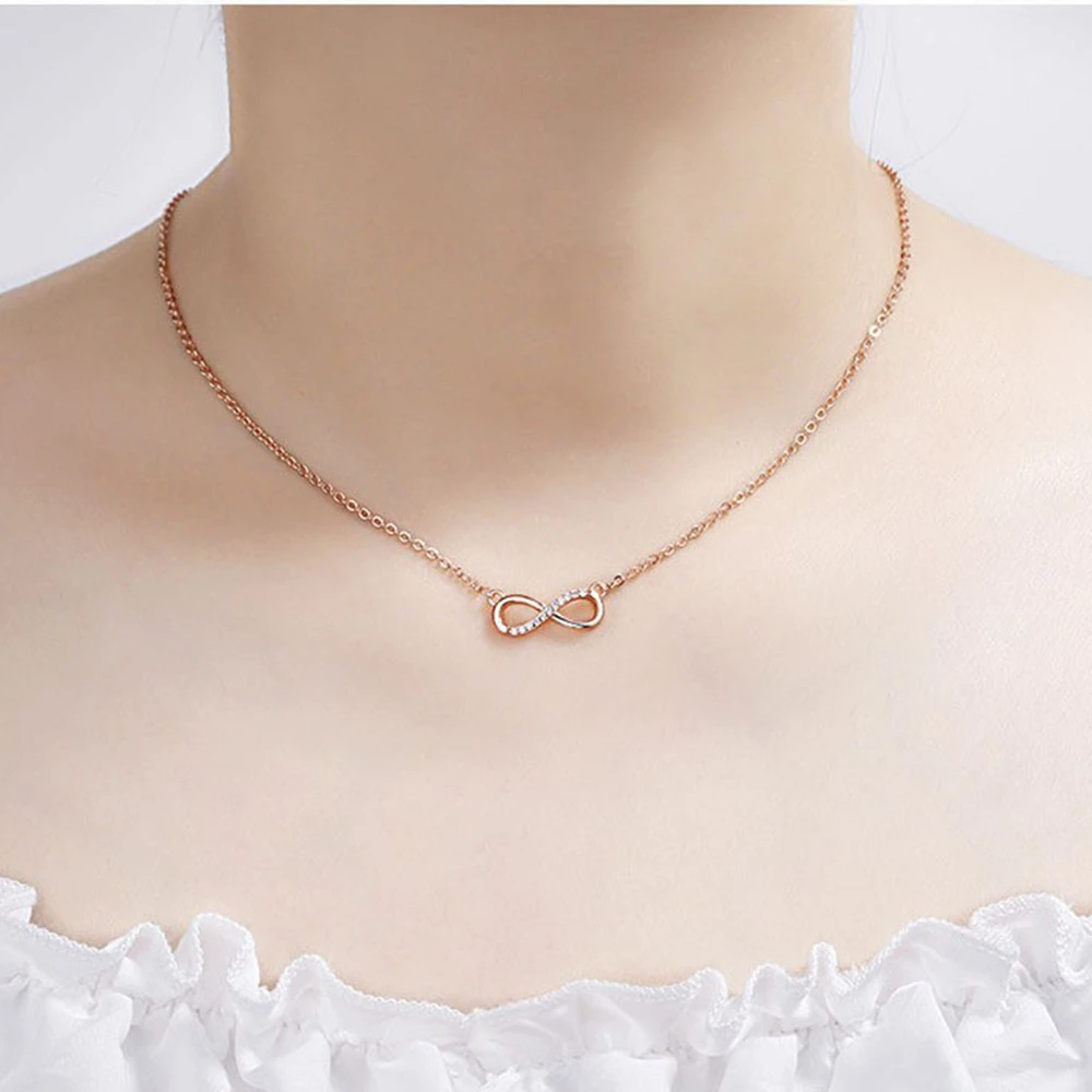 Elegant And Sweet Literary Micro-set Diamond8 Clavicle Chain