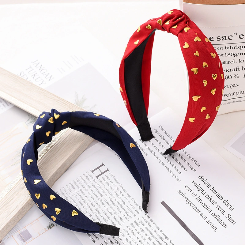 Female Love Hot Drill Knotting Simple Cloth Wide Edge Headband