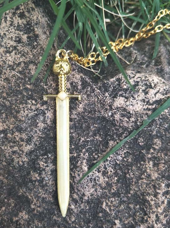 Luminous Cross Sword Necklace Retro Trend Cat Head Sword Pendant Necklace Personality Clavicle Necklace