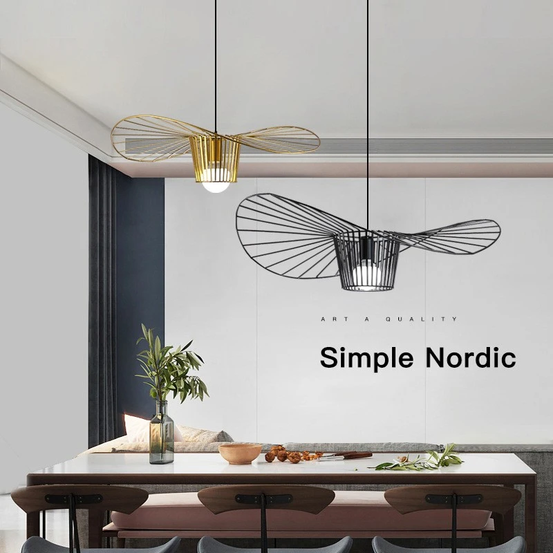 Straw Hat Chandelier Nordic Simple Creative Dining Room Bedroom