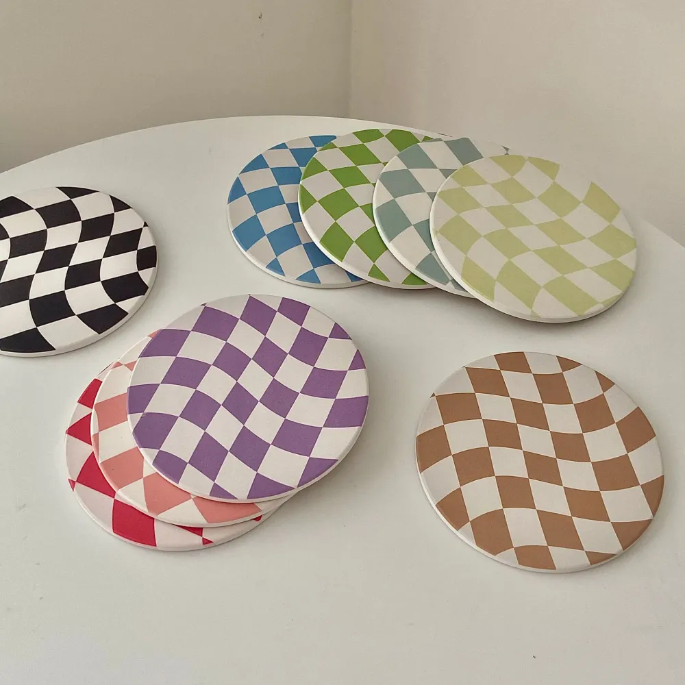 Ceramic Checkerboard Love Coaster