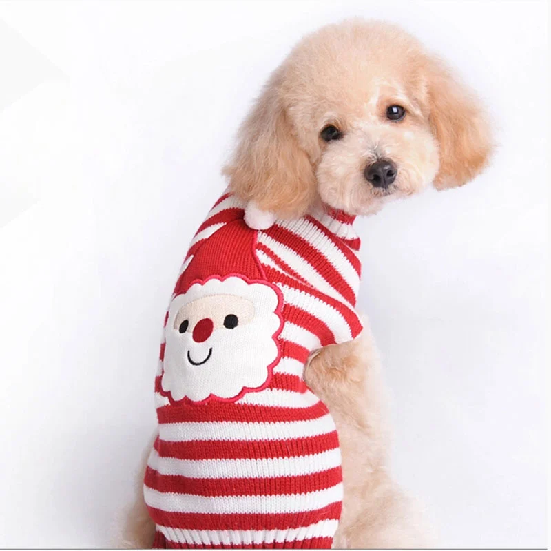 Pet dog clothes christmas pompom christmas small