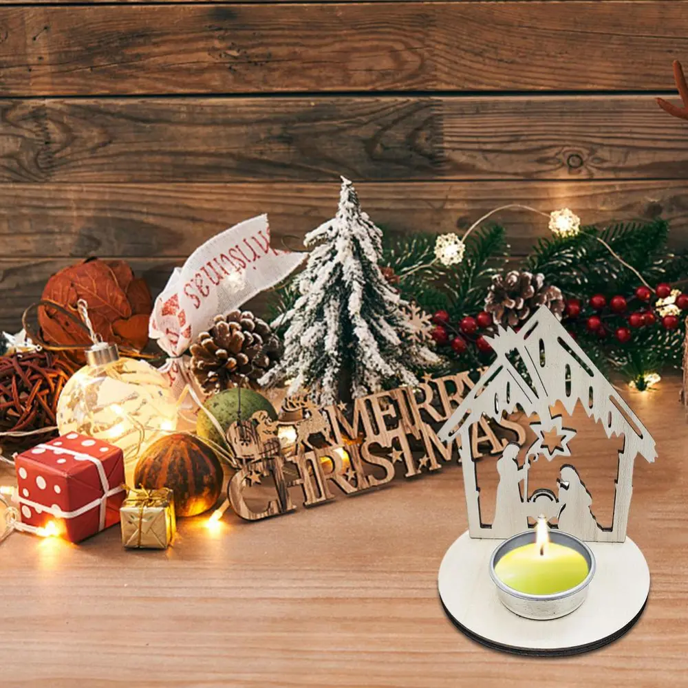 Creative Wood Candlestick For Christmas