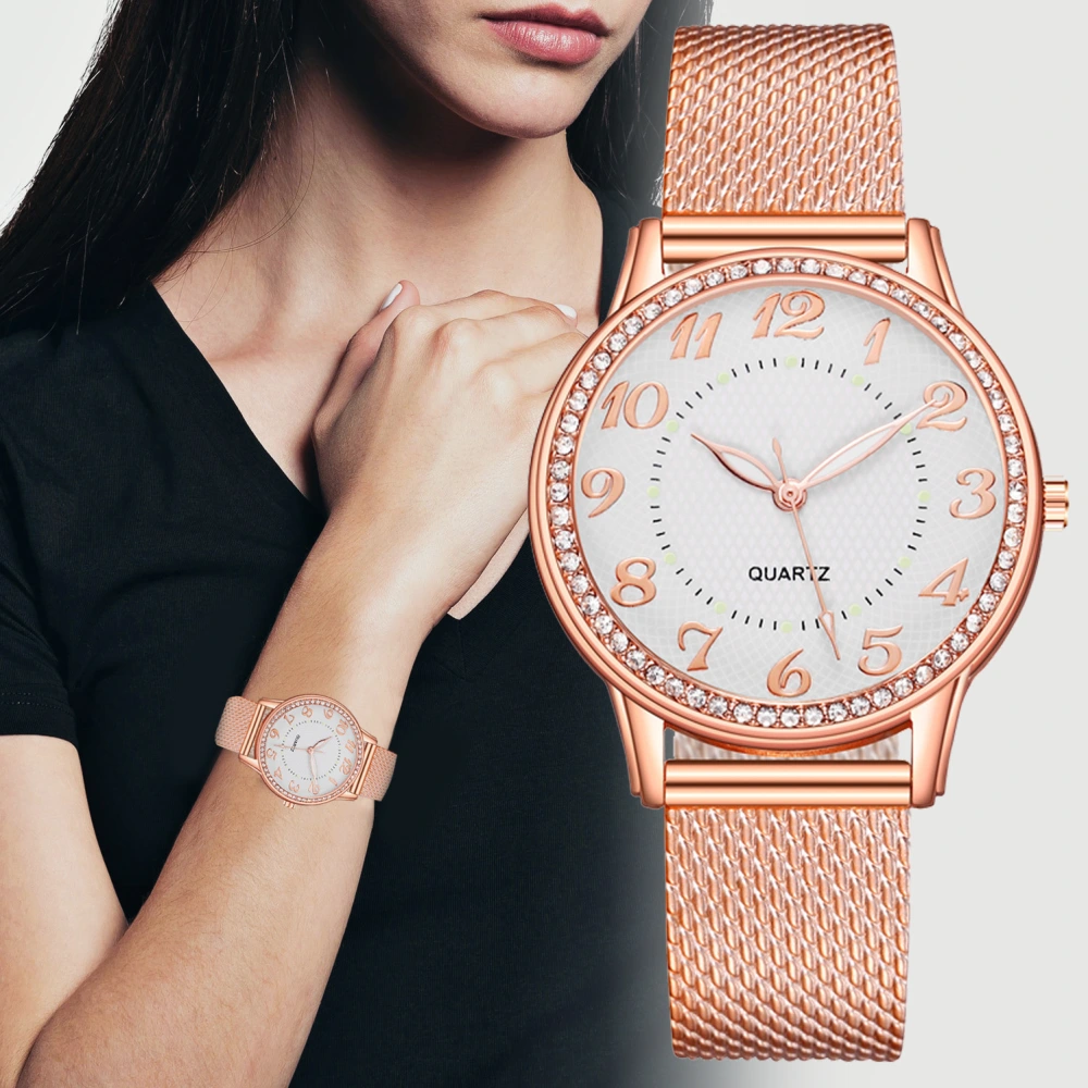 Women's Diamond Luminous Watch Fashion Business Mesh Belt