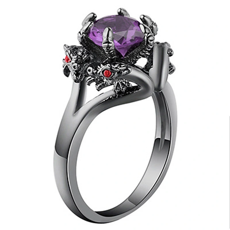 Color Zircon Black Gold Faucet Ring Women's Ring AliExpress Amazon Hot Boutique Jewelry Factory Supply