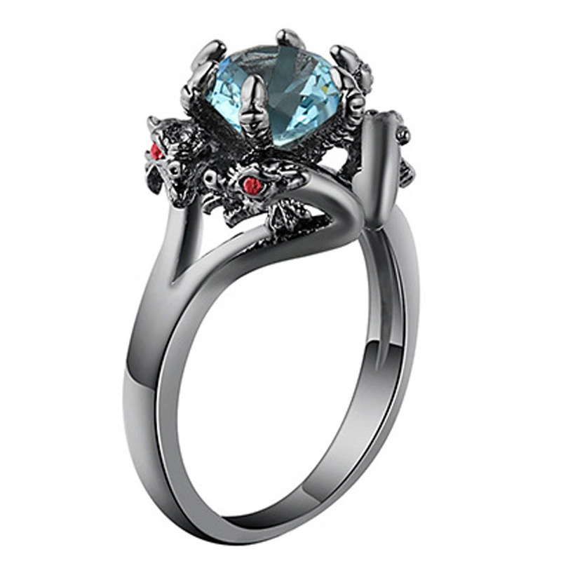 Color Zircon Black Gold Faucet Ring Women's Ring AliExpress Amazon Hot Boutique Jewelry Factory Supply
