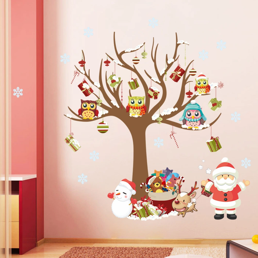 Christmas Tree Santa Claus Children's Room Bedroom Living Background Wall Stickers Foreign Trade Wholesale