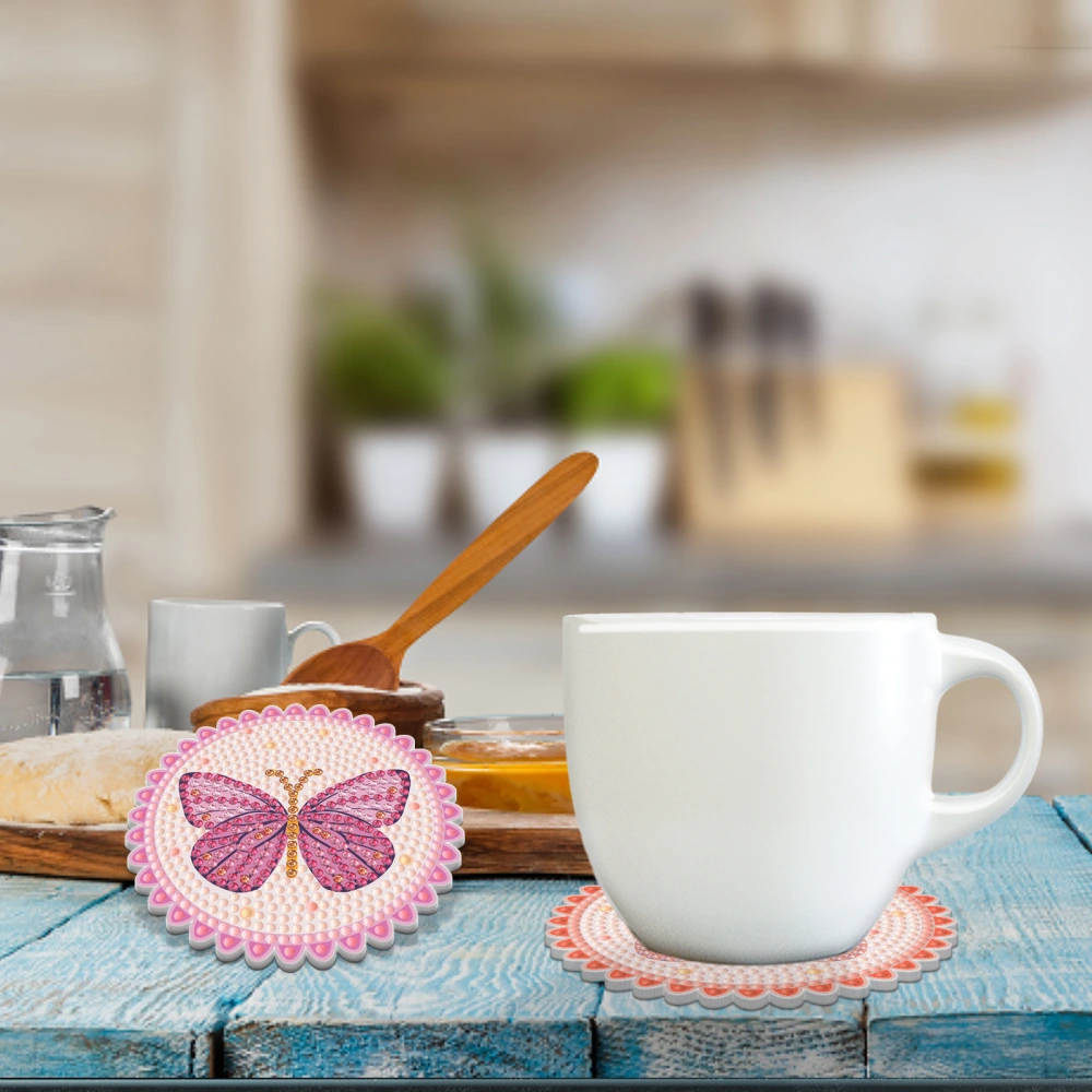 Butterfly Round Cork Bottom Dining Mat Acrylic Coaster