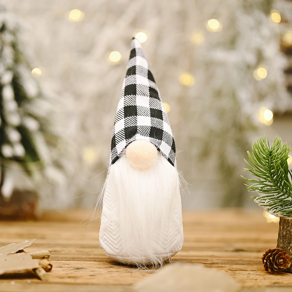 Plaid Forest Old Man Doll Decoration Santa Claus Small Hanging Faceless