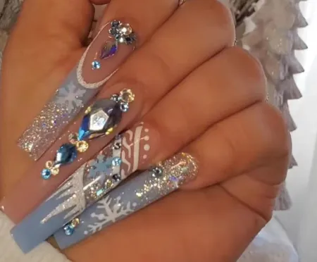 Rhinestone Christmas Snow Blue French Armor
