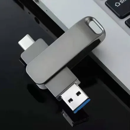 Mobile USB Drive Wholesale Rotating Metal Computer Cellphone Dual-use Fast Transmission