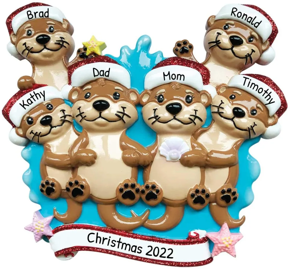 New Sea Otter Family Christmas Pendant