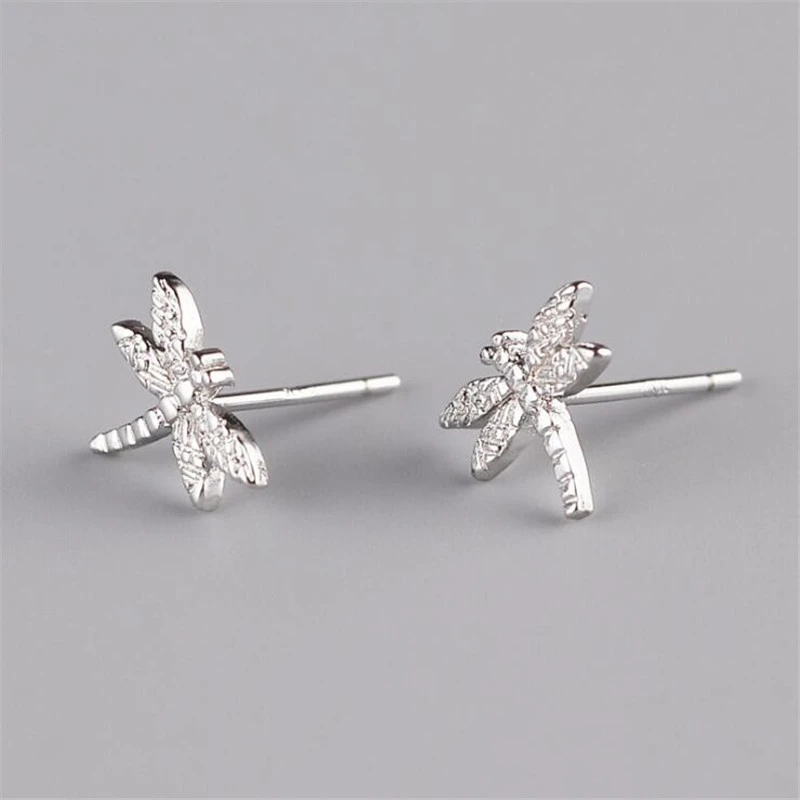 S925 Sterling Silver Dragonfly Simple Temperament Cute Simple Personality Petite Earrings Women