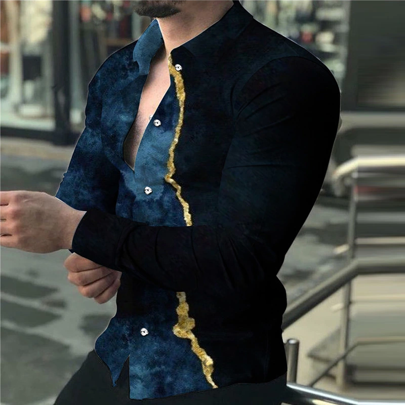 Printed Casual Long Sleeve Shirt For Men