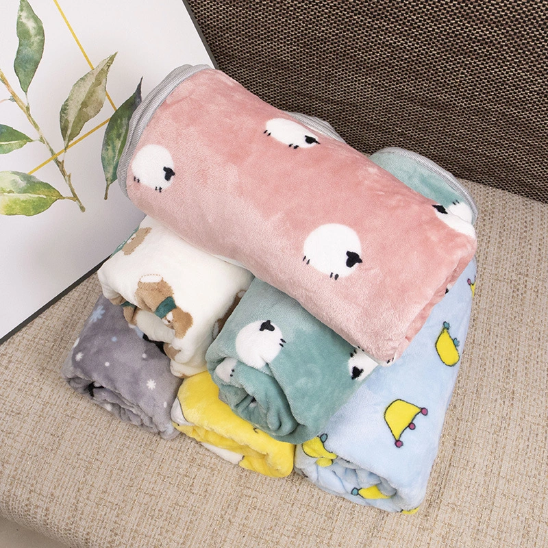 Cartoon Printed Thickening Pet Blanket Flannel Coral