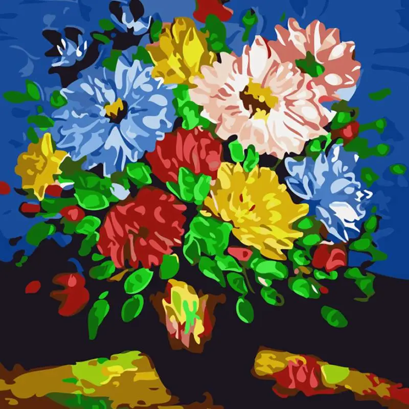 Digital Oil Painting Frameless Flowers