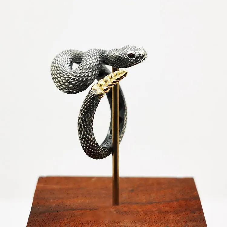 925 Sterling Silver Plated Rattlesnake Ring For Men And Women