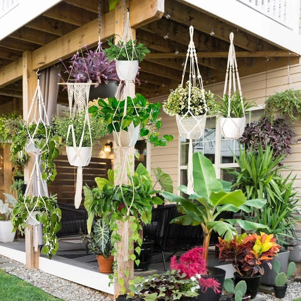 Flower Pot Net Pocket Hand-woven Diy Hanging Rope Green Planting Cotton Rope Decorative Hanging Basket