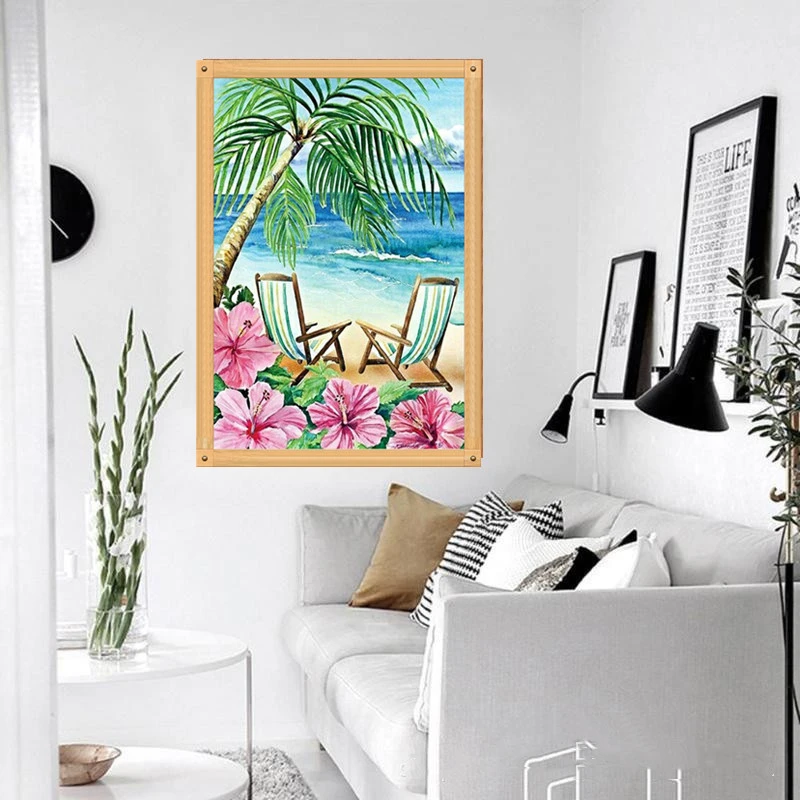 5d Diamond Landscape Beach Seaside Living Room Painting