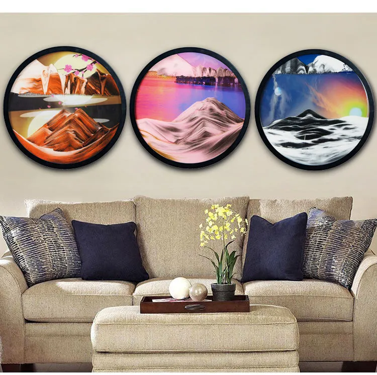 Creative Photo Wall Decorative Round Rotating Sand Painting