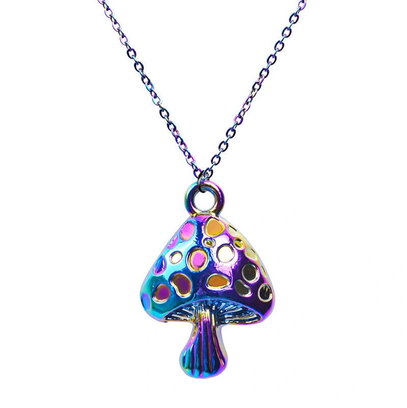 Cute Hip Hop Alloy Plant Mushroom Pendant Necklace