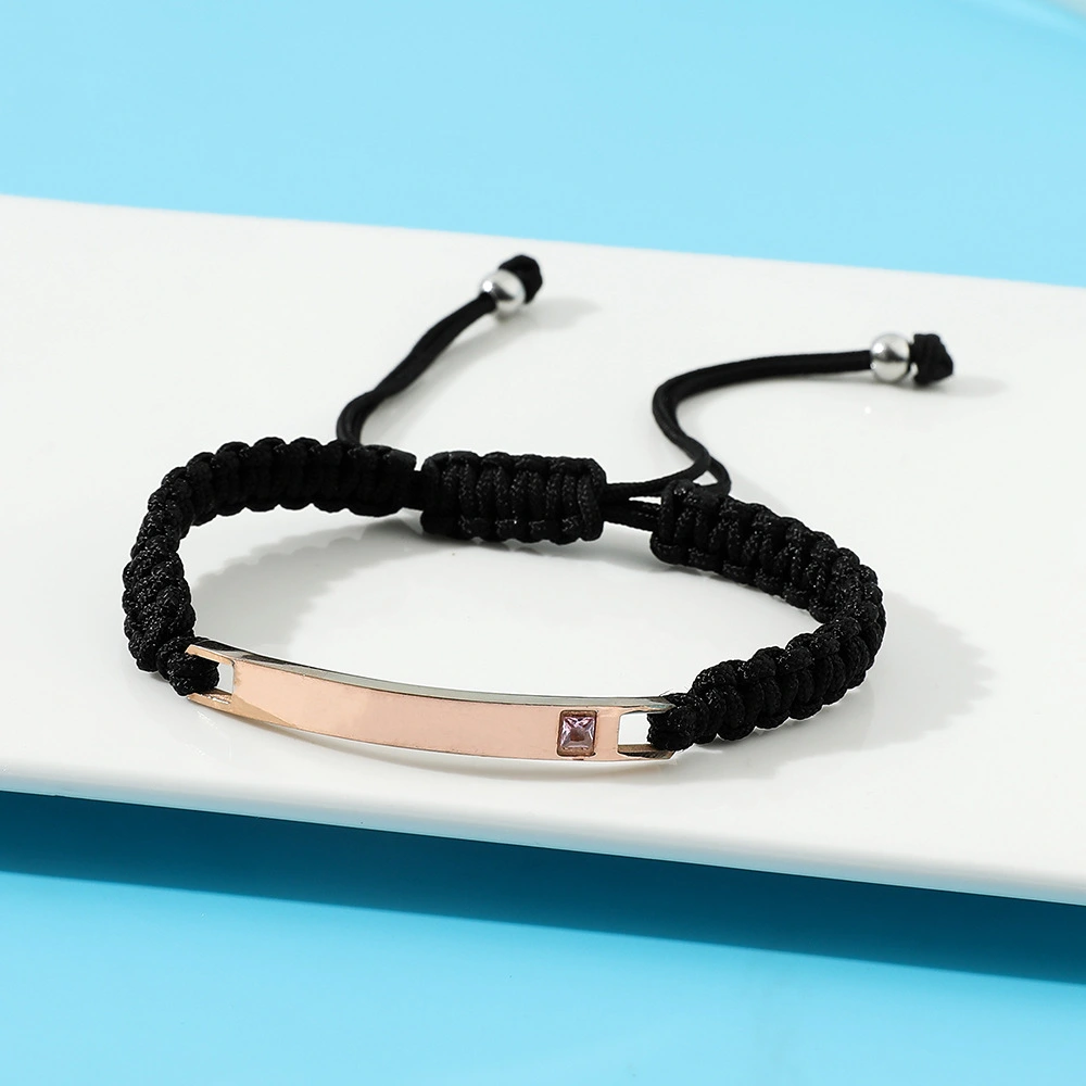 King And Queen Engraved Glossy Titanium Steel Bracelet