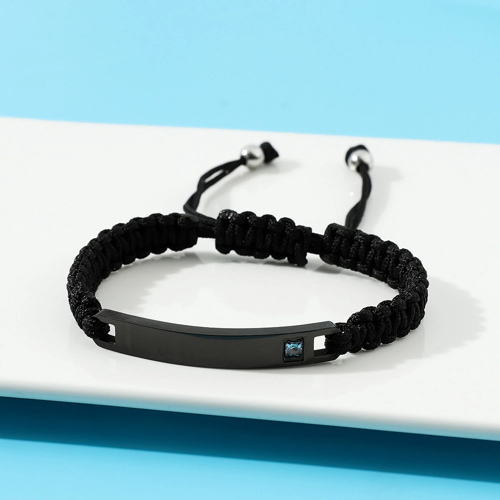 King And Queen Engraved Glossy Titanium Steel Bracelet