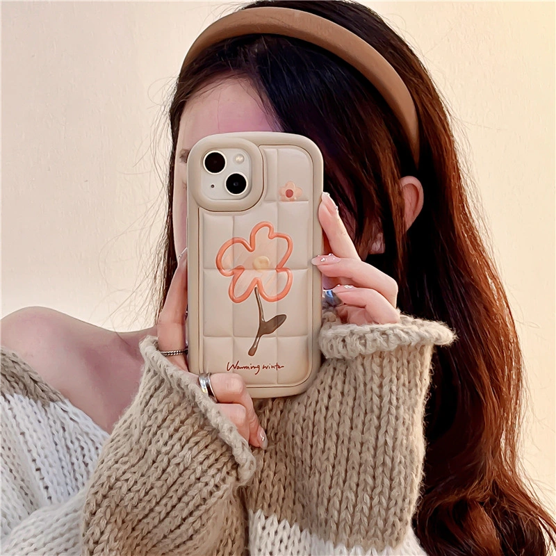 Down Jacket Flower Fall Proof Mobile Phone Case