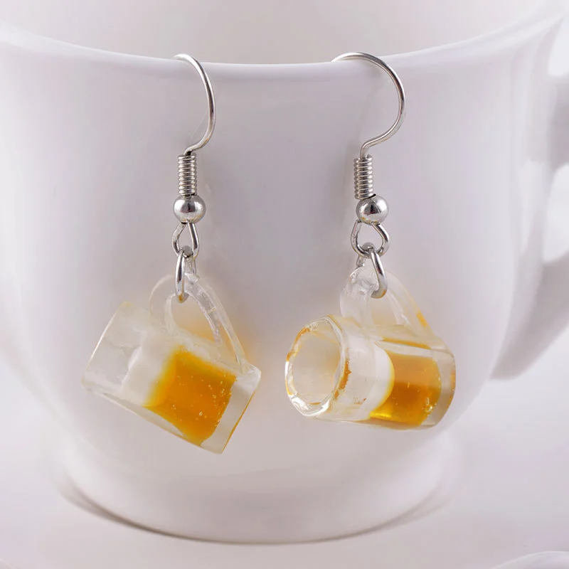 Resin Stereo Draft Beer Cup Earrings