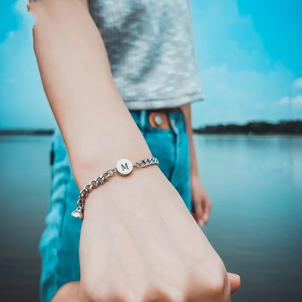 English letters titanium steel magnet suction couple bracelet