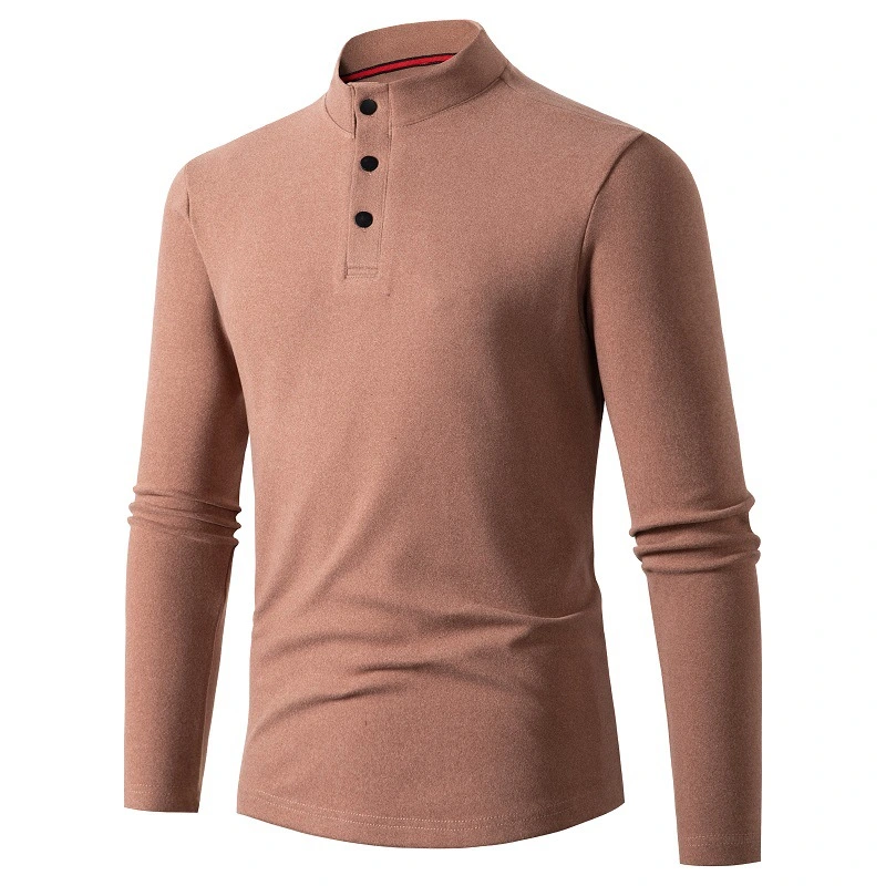 New Style Men's Long Sleeved T-shirt Half High Collar Base Coat