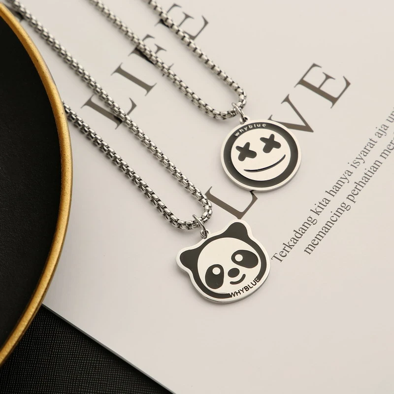 Titanium Steel Colorfast Panda Long Sweater Chain