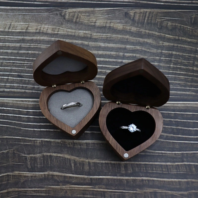 Walnut Couple Wedding Ring Box Wedding Heart