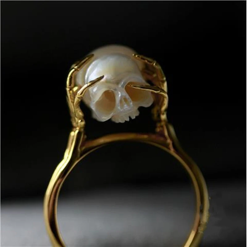 Headache Skull Pain Mood Ring Personality Skull Hand Carved