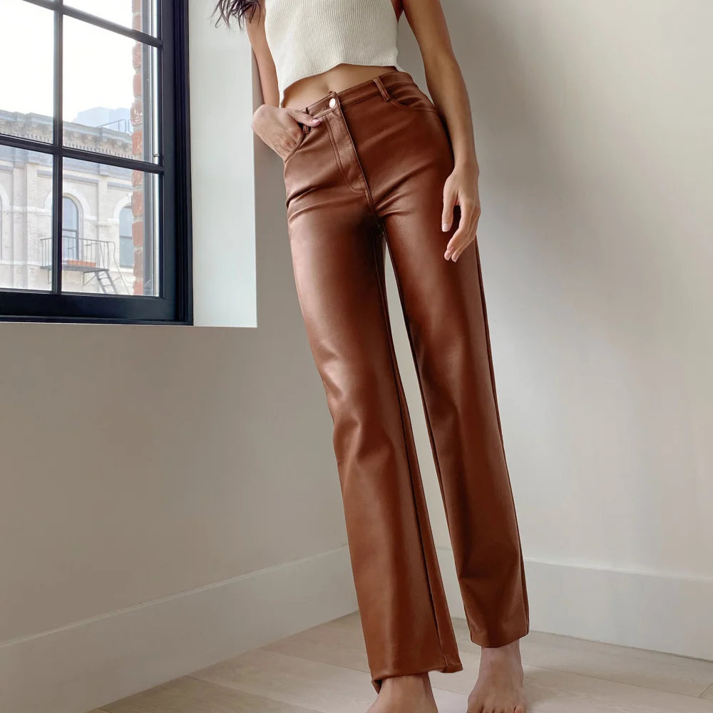 Women's French Temperament All-match Leather Pants