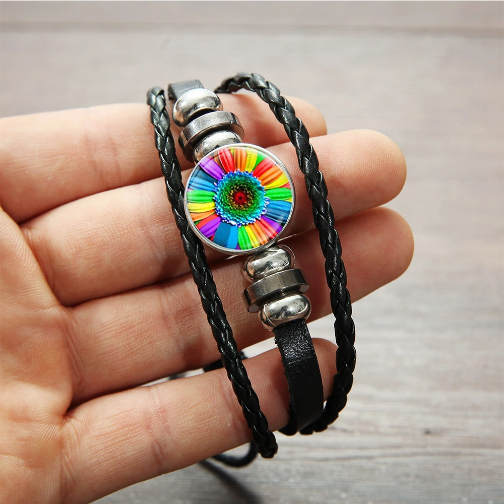 Sunflower Bracelet Time Stone Leather