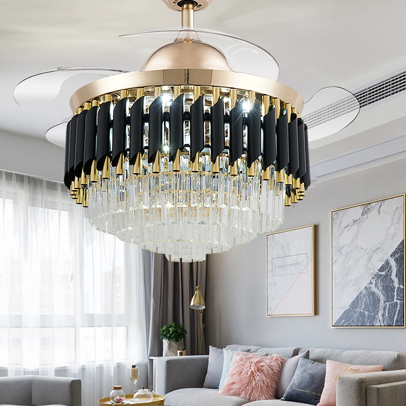 LED Frequency Conversion Fan Light Crystal Chandelier