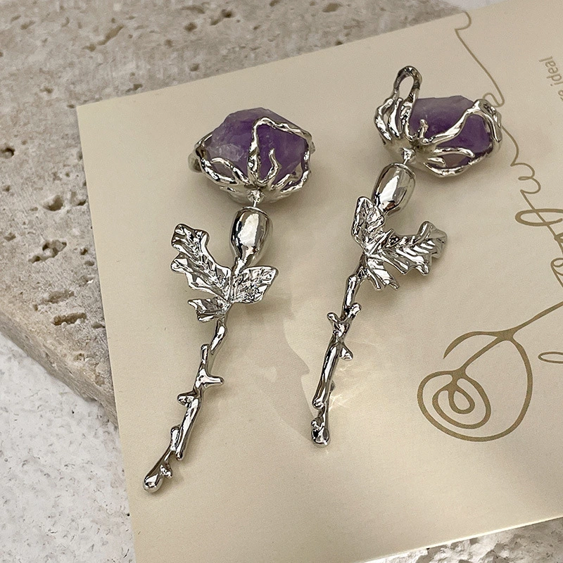 Women's Purple Ore Rose Earrings