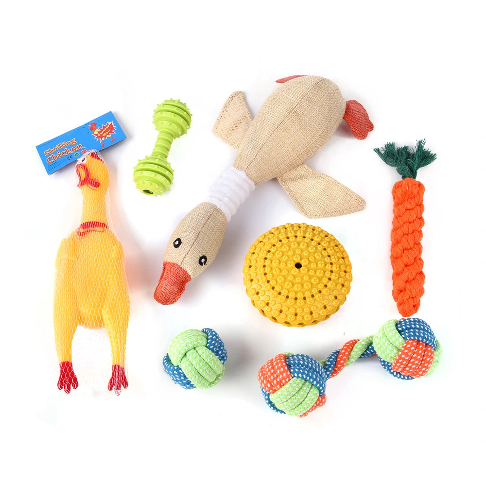 Pet Dog Cotton Rope Bite Resistant Plush Teeth Cleaning Toy Set