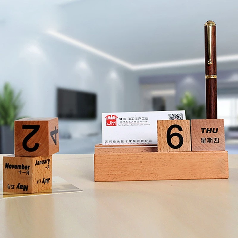 Wooden Calendar Digital Flip Square Table