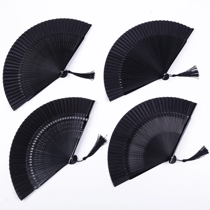 Paint All Black Fan Folding Fan Chinese Style Female Antique Classical Dance Fan Craft Fan Zinc Hot Fan