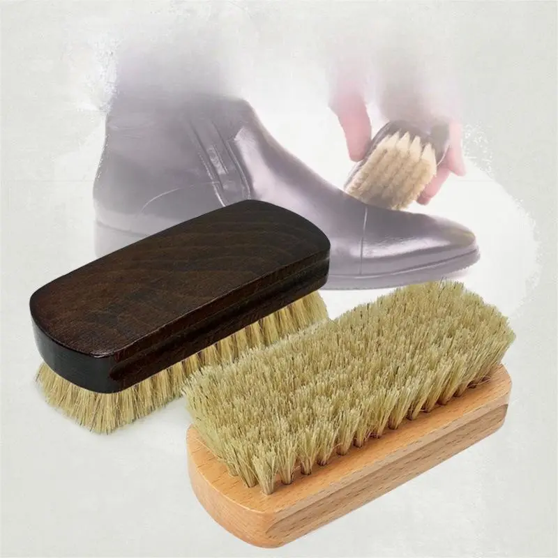 Pig Brush Leather Shoe Brush With Solid Wood Handle