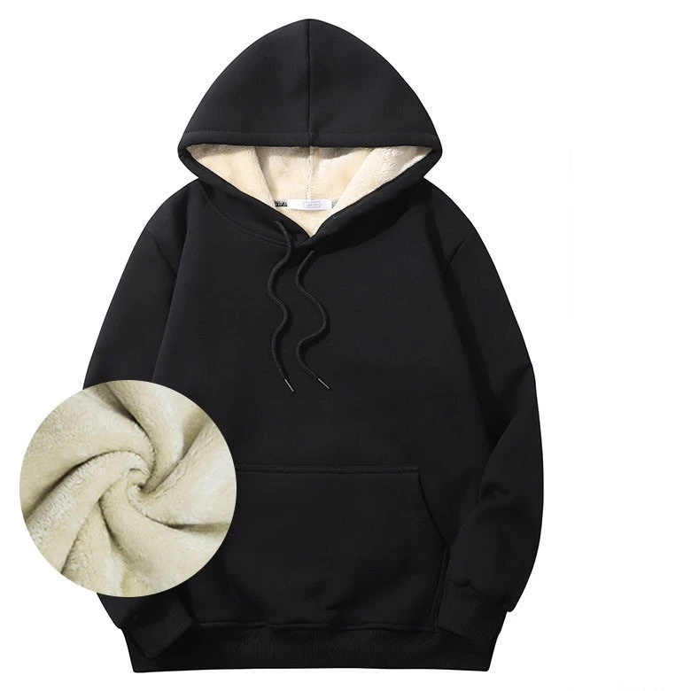 Winter Cashmere Solid Color Loose Warm Fleece Hoodie