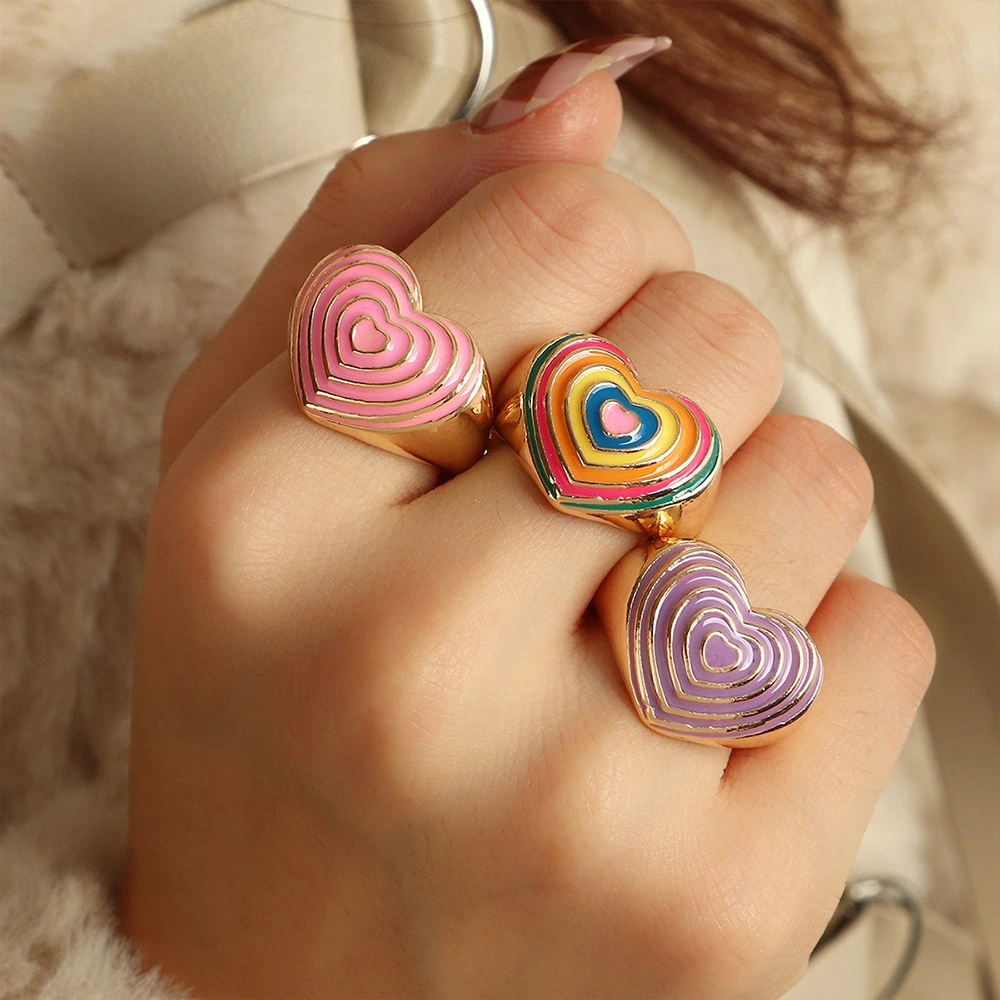 Candy Color European And American Love Enamel Ring