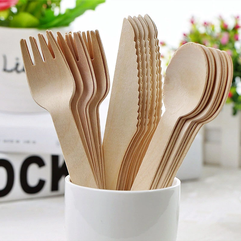 Disposable Wooden Knife Fork And Spoon Set Environmentally Friendly And Biodegradable