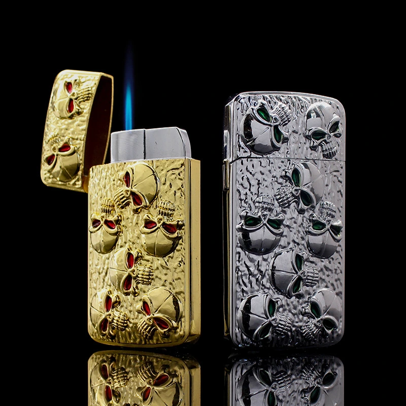 Creative Metal Red Green Eye Skull Windproof Lighter